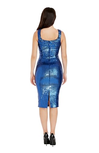 Image of Dress The Population Womens Sloane Rounded V Neck Bodycon Midi Dress