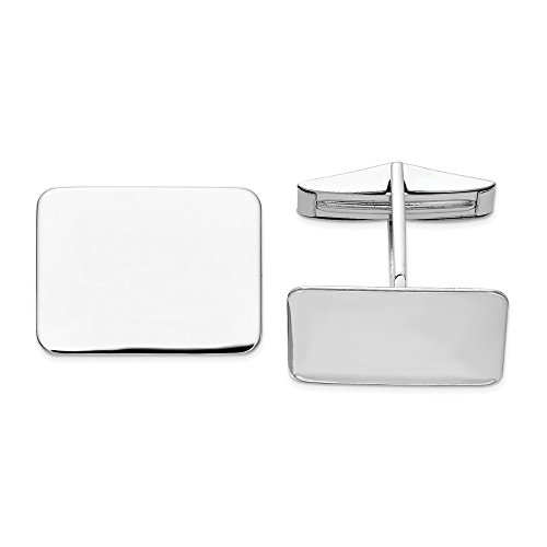 Mancuernillas rectangulares de hombre en oro blanco 14K miniatura 1