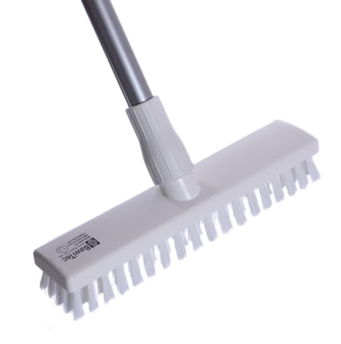BawiTec Hygiene Schrubber Hygieneschrubber 30cm Breit mit Aluminiumstiel 145cm HACCP Kunststoff Borsten Kehrbesen Lebensmittel Industrie Profischrubber Lebensmittelschrubber Spezialschrubber (Weiß)