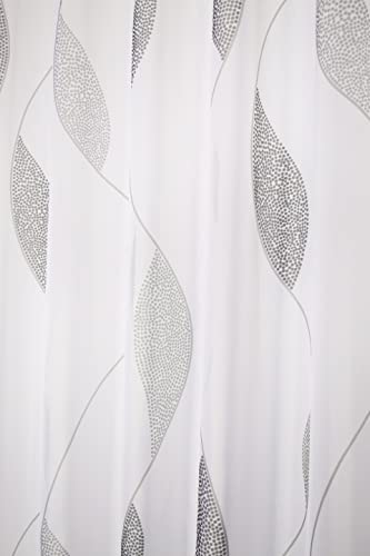 HOMEbasics 49462 Paolo Tab-Top Curtain Transparent Printed Stone 245 x 140 cm, W 55.1" x L 96.5" (1 Panels) - Image 4