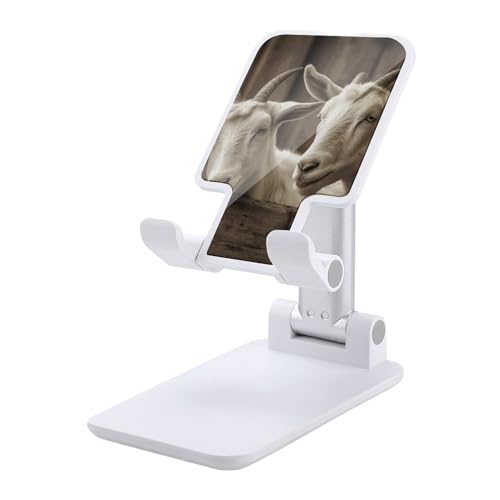 Support de téléphone chèvre blanche pliable pour éviter les douleurs de cou sur bureau