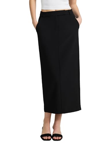 EXPRESS Women’s Editor Skirt – High Waisted Stretch Maxi Column, Desk-to-Dinner – Black