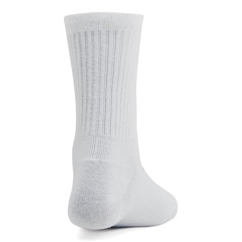 Under Armour - Womens Essential 3-Pack Mid Crew Socks, Color White (101), Size: Medium3