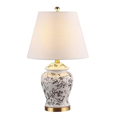 JONATHAN Y JYL3005C Penelope 22" Chinoiserie Classic LED Table Lamp Cottage Traditional Bedside Desk Nightstand for Bedroom Living Room Office College Bookcase LED Bulb Included, Gray/White
