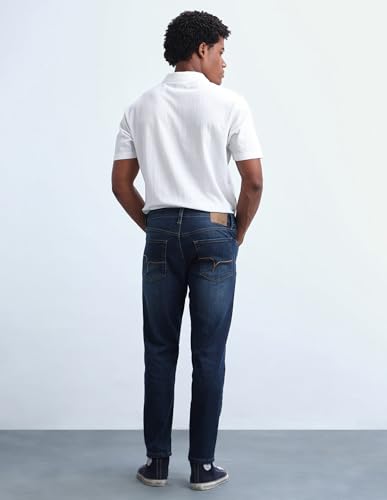 Image of Flying Machine Men's Relax Tapered Fit Jeans| Solid | High Rise | Stretchable | Jeans for Man