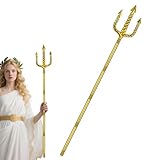 NIYANGLE Devil Trident, 54In Gold Trident Plastic Spearing Toys Neptune King Staff Devil Costume Accessory for Adults Halloween Cosplay