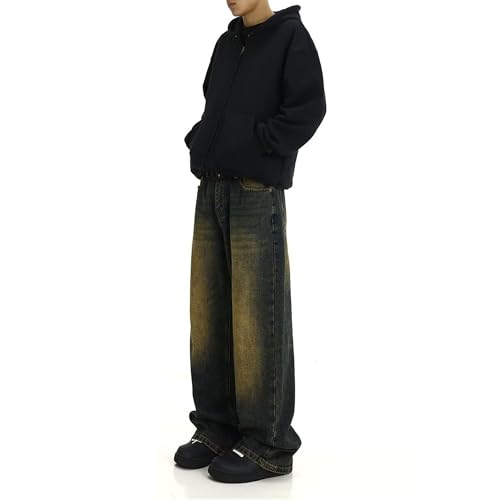 Men's Wide Leg Denim Pants Hip Hop Baggy Y2k Jeans Casual Loose Fit Long Trousers Streetwear3