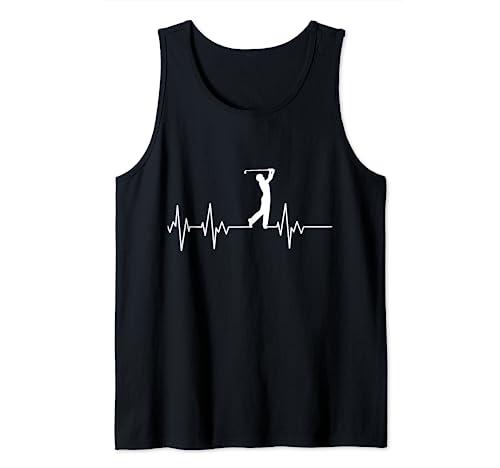 Golfer Golf Training Heartbeat Golfball Golfer Golf-Player Tank Top, Black, S