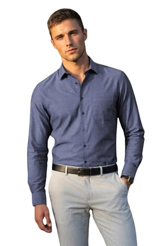 Image of Louis Philippe Men's Slim Fit Easy to Iron Everyday wear Premium Cotton Full Sleeve Solid Formal Shirt