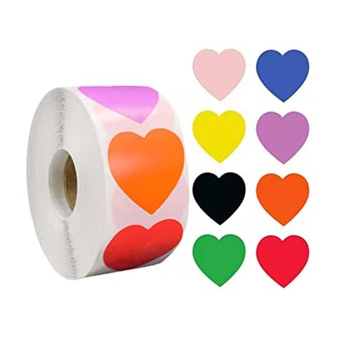 Hearts Sticky Labels, Versatile Self-adhesive Heart Stickers, Ideal for Valentine Envelopes, Boxes, Bags, DIY Crafts, Gift Packaging, Snack Bags, Students Reward Cover