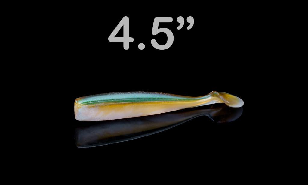 Lunker City Fishing Shaker 4.5" Swimbait with Tail Soft Plastic Bass Lure Saltwater Swimming and Wobbling Action Swim Bait, 6 Per Bag, Made in The USA