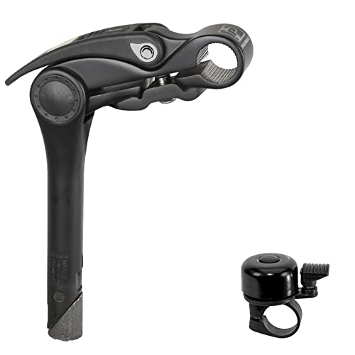Lenkervorbau Promax Klemmung 31,8 mm Neigungswinkel verstellbar von 0° bis +70° inkl. 1 x Fahrradklingel