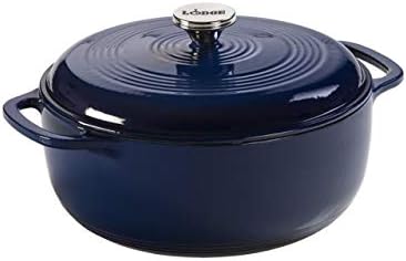 Lodge Essential Enamel Cast Iron Dutch Oven - Perfect for Bread Baking, Braising, Marinating & Slow Cooking - Features Moisture-Sealing Lid & Dual Handles - Kitchen Essentials - 6 Quarts - Indigo