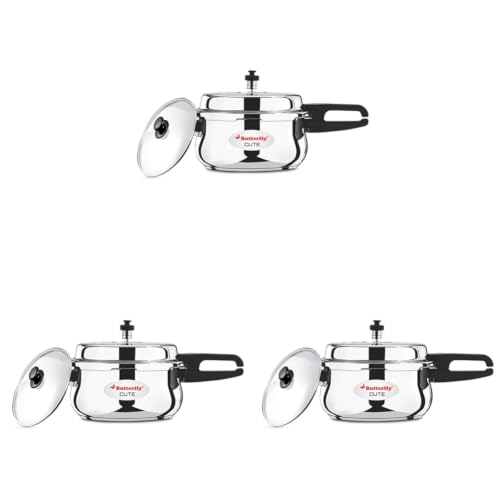 Image of Butterfly Cute 2L, 3L & 5L SS Pressure Cooker Combo | TRIPLY Base | Induction & Gas Stove Compatible| ISI Certified| Triple Safety System