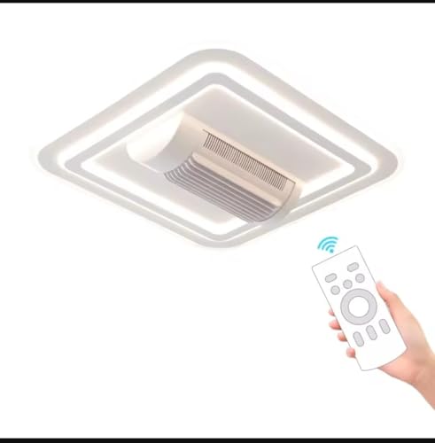 Image of Ceiling Fan with Integrated LED Lighting | Adjustable Brightness & Speed | Flush Mount Ceiling Light | Remote Control | Bedroom, Living Room
