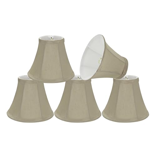 Image of Aspen Creative 30008-5, Bell Clip-On Chandelier Lamp Shade, Butter Creme, 3 inch Top x 6 inch Bottom x 5 inch Slant Height, Set of 5