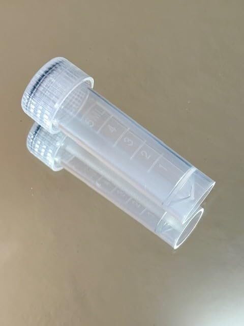 Vial in Plastica Graduati da 5ml - Impermeabili con Tappo a Vite a O-Ring e Area di Scrittura Smerigliata(200)