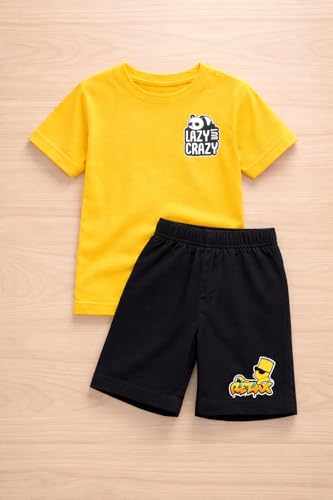 Image of Pack of 3 Boys T-Shirt Shorts Set | Summer Cotton Co-Ord Set | Half Sleeve Round Neck Printed Tees with Shorts | Casual Wear, Sports Wear, Night Suit Combo for Kids