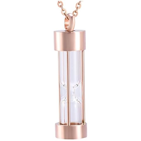 misyou Eternal Hourglass Glass Cremation Jewelry Urn Necklace Memorial-Ashes Holder Keepsake Urn Charm Pendant for Ash Keepsake Memorial (Rose Gold) Cover