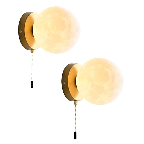 Image of Wall Lamp Modern Minimalist Moonlight Wall Sconce with Soft Lighting, G9 Bulb Included, Perfect for Bedroom, Living Room, Bathroom, Hallway (2 Gold Pack)