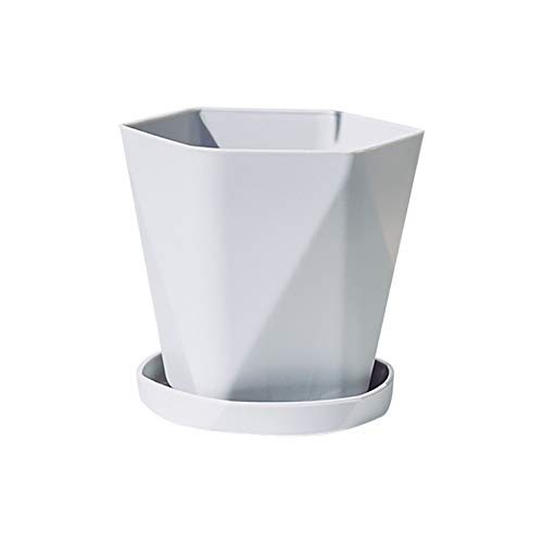 Gelb&Schwarz Maceta grande de resina para balcón, flores de plástico gruesas para el hogar, patio y jardín, maceta con ruedas (gris, talla única)