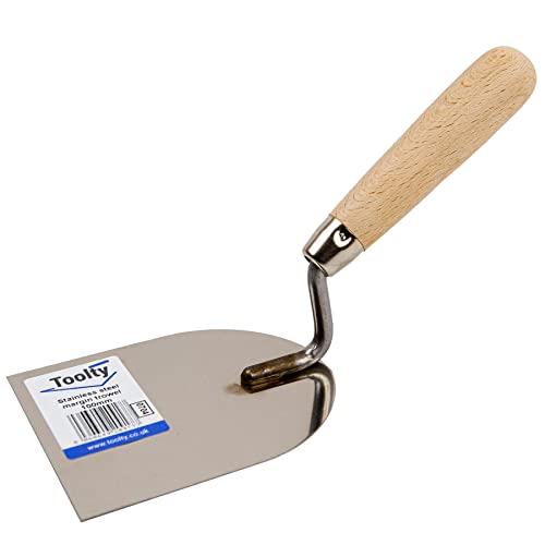 Toolty Stainless Steel Stucco Trowel, Plastering Trowel - 100mm - for Brickwork and Plastering - Wooden Handle - DIY - TLTY-0704