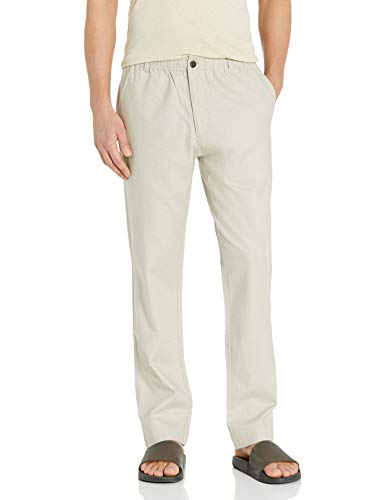 28 Palms Men's Slim-Fit Stretch Linen Pant with Drawstring, Natural, Medium/30
