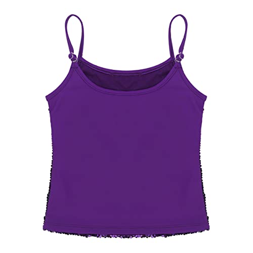 Girls Kids Shiny Metallic Spaghetti Shoulder Straps Tank Top Gymnastic Dance Competition Vest T-Shirt Dancewear4