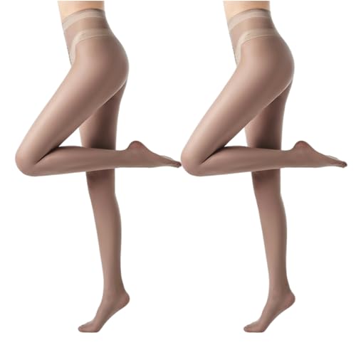 Image of 2 Pairs Sheer Pantyhose for Women Ultra Thin,Reinforced Toe & Waist, 20 /0 Denier Stockings(Brown)