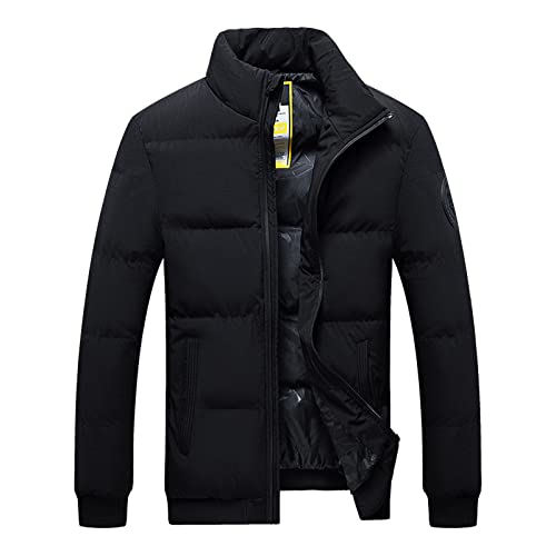 Abrigo casual para hombre Chaqueta con cremallera Cuello alto Abrigo de manga larga Abrigo cálido Abrigo de invierno de moda Abrigo de hombre (negro, XXXXXL), Negro , XXXXXL