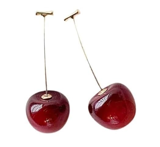 Korean Style Red Maroon Shaded Cherry Drop Earrings For Women And Girls (Pack Of One)-image-36