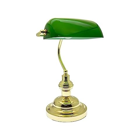 Innoteck Classic Bankers Table Lamp with Glass Shade Cover