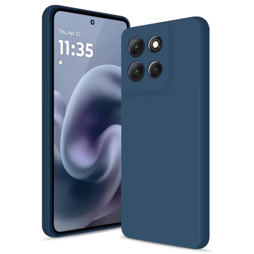 Coque Motorola Moto G86 en silicone bleu avec protection de caméra