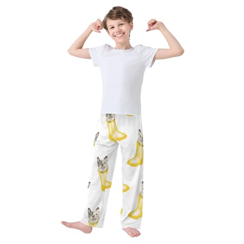 Dog in Wellies Boys Pants Boys Athletic Pants Long Pant for Boy with Pockets Wide-Leg Size 6-14Y3