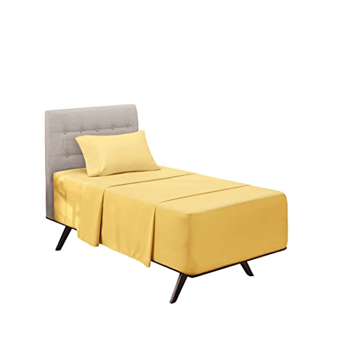 Image of Hearth & Harbor Extra Deep Pocket Bed Sheet Set - 3 Piece Hotel Luxury Sheets Fits Up to 24 inch Thick Mattress - Twin - Custard Mellow Yellow