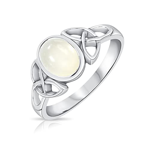 Bague argent 925 celtique avec pierre de lune et motif noeud de la trinité pour femme