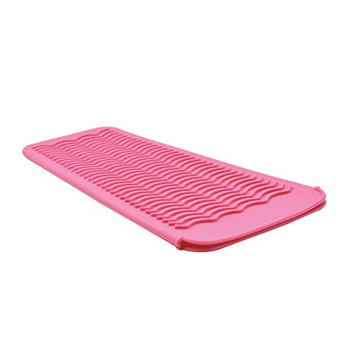 EIOKIT Silicone Heat Resistant Travel Mat Pouch for Hair Straightener,Crimping Iron,Hair Curling Iron,Hair Curling Wand,Flat Iron,Hair Waving Iron and Hot Hair Styling Tools (Light Pink)