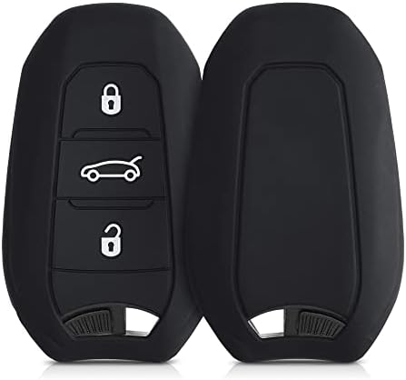 kwmobile pokrowiec na kluczyki samochodowe kompatybilny z Peugeot Citroen 3 przyciskami kluczyk samochodowy Smart Key (tylko Keyless Go) - silikonowy pokrowiec ochronny na klucze - czarny