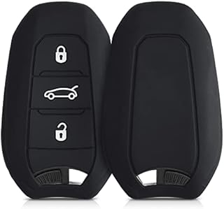kwmobile pokrowiec na kluczyki samochodowe kompatybilny z Peugeot Citroen 3 przyciskami kluczyk samochodowy Smart Key (tylko Keyless Go) - silikonowy pokrowiec ochronny na klucze - czarny