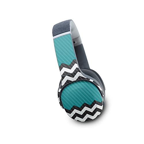 Image of MightySkins Carbon Fiber Skin Compatible with Skullcandy Crusher Evo Wireless - Teal Chevron | Protective, Durable Textured Carbon Fiber Finish | Easy to Apply | Made in The USA