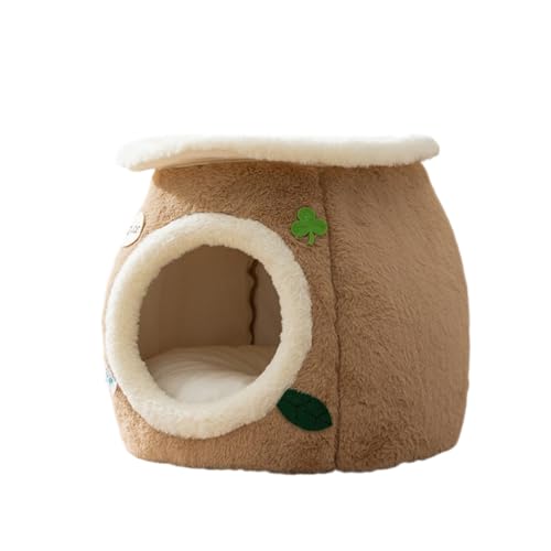 猫 ベッド 暖かい 冬用 ペットハウス 洗える 猫用 小型犬用 ペットベッド 半密閉式 おしゃれ ふわふわ 大きめ 防寒 冷房対策 クッション付き 猫犬兼用 滑り止め ブラウンA