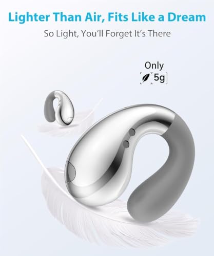 Image of Boytond Ultra Open Ear Earbuds - Ergonomic Clip-On Earbuds, Small Bone Conduction Over-The-Ear Headphones with Waterproof Design, Perfect Running Headphones for Sports and Fitness, Gloss Silver