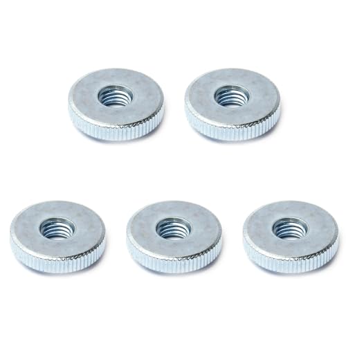 SUNCN ローレットナット M10 ツマミナ 薄型タイプ サム 刻み付きサム 親指 平頭ローレ 亜鉛メッキ 炭素鋼 シルバーブルー 径30mm 高さ8mm 5個入り
