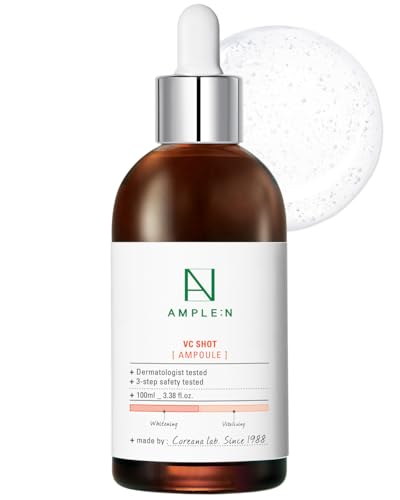 Coreana AMPLE:N Ampoule VC Shot 3,38 fl. oz. (100 ml) - Sérum facial anti-âge nettoyant pour la peau, réduit les ridules, les dommages causés par le soleil, pour les taches sombres, la peau radieuse