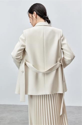 Women Skirt Suits Long Sleeve Notched Collar Blazer Pleated Elastic Waist Skirt Business 2 Piece Sets2