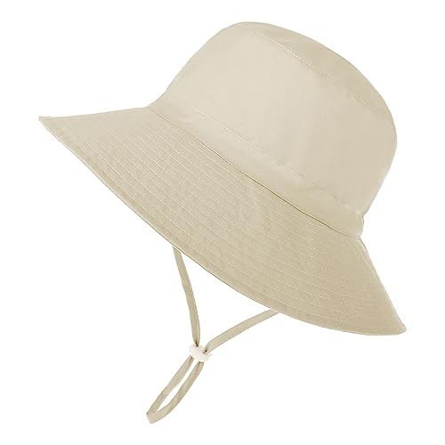 Baby Sun Hat Toddler Sun Hat UPF 50+ Sun Protective Bucket Hat for Boys Girls Adjustable Cap Khaki 6-12 Months