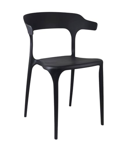 Ekilikua Home Pack de 2 Silla de Comedor Moderna | Diseño Minimalista | Plástico | Sillas Apilables (Negro)