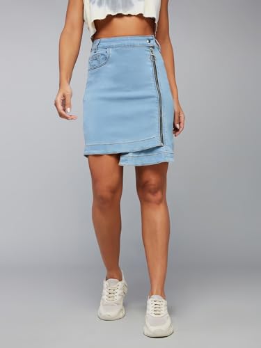Image of Dolce Crudo Women's Flared High-Rise Stretchable Denim Maxi Skirt