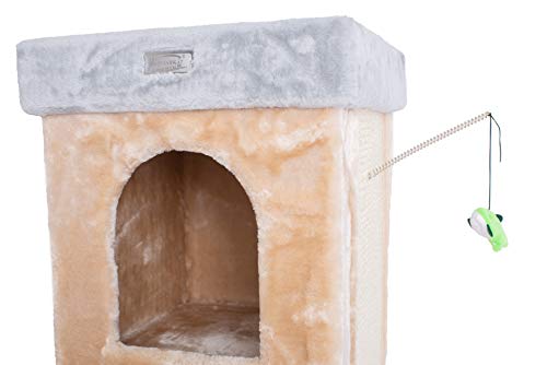 Casa para gato 2 pisos en madera beige miniatura 5
