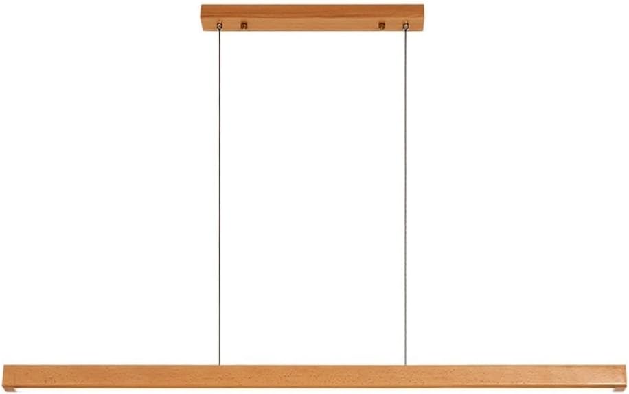 Long Strip Pendant Lights Kitchen Island, Modern Linear Hanging Lamp Wood Dimmable LED Pendant Lighting for Dining Room Office(Walnut Wood,100cm/39.37in)